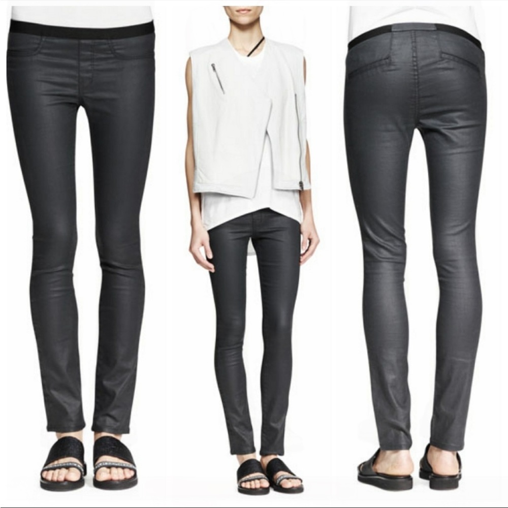 Helmut Lang Grey Waxed Coated Denim Pull on Legging Pant 26